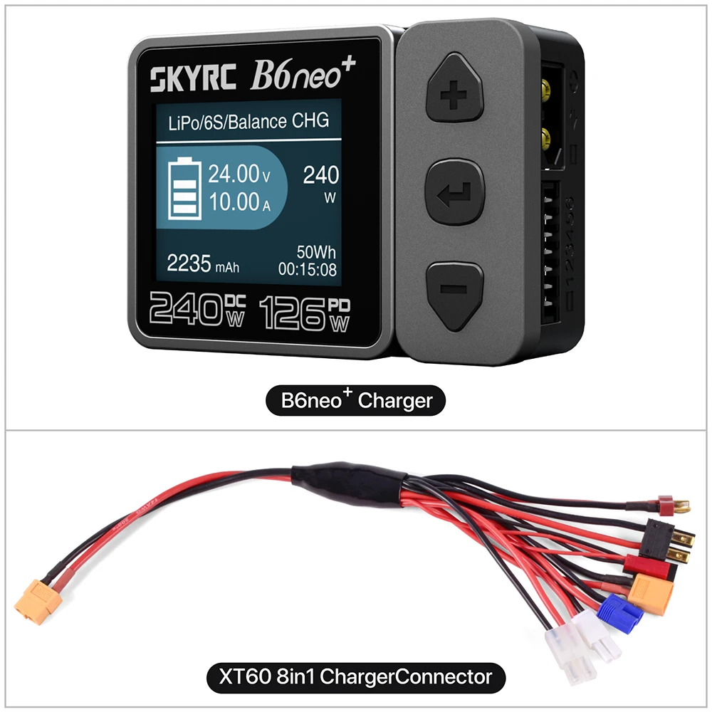 ​ SKYRC B6neo+ Smart Charger High Power DC240W PD126W Meertalige balanslader 600mA XT60/Type-C /PSA100 voedingsadapter