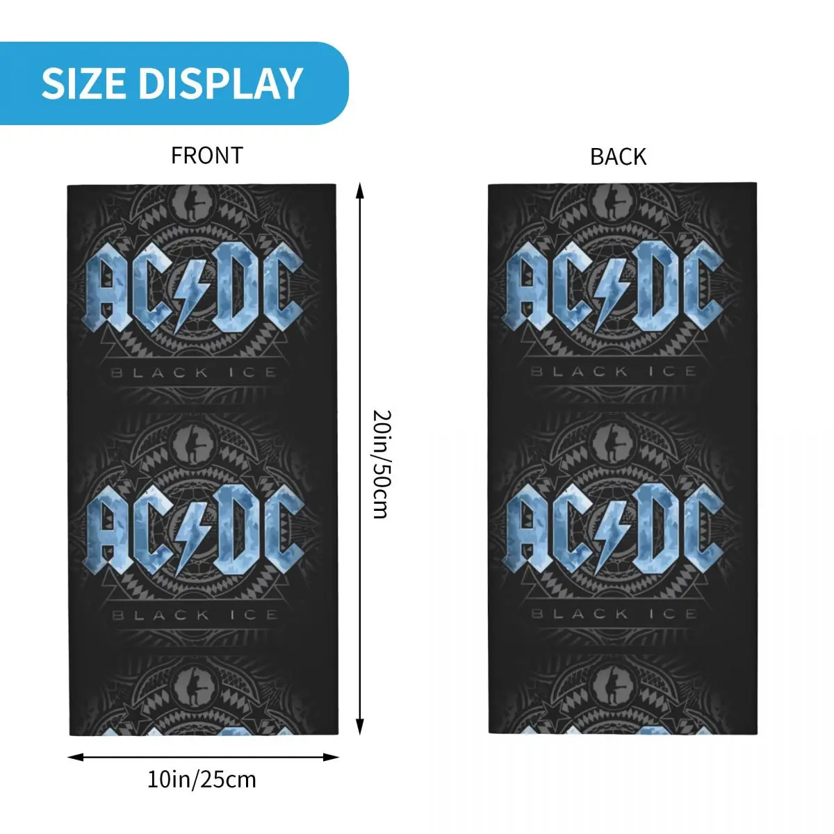 AC DC Heavy Metal Bandana Neck Gaiter Printed Wrap Mask Scarf Multi-use Headband Riding Unisex Adult Washable