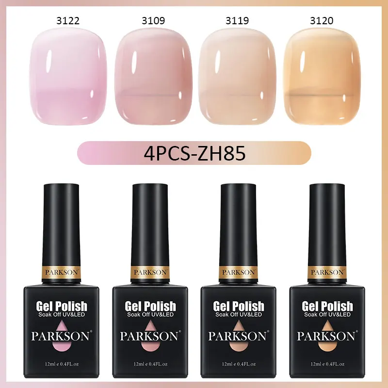 

Parkson 4pcs Jelly Nail Gel Polish Set Semi-transparent Nude Color Gel Nail Polish For Manicure Soak Off UV Nail Art Varnish Kit