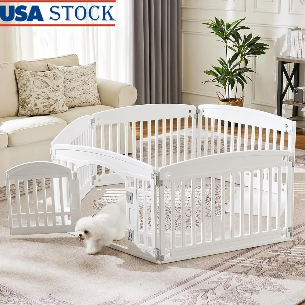 

Expandable Plastic Dog Playpen 6-Panel Durable Pet Fence Indoor Outdoor Portable Puppy Play Area Safe Secure Design