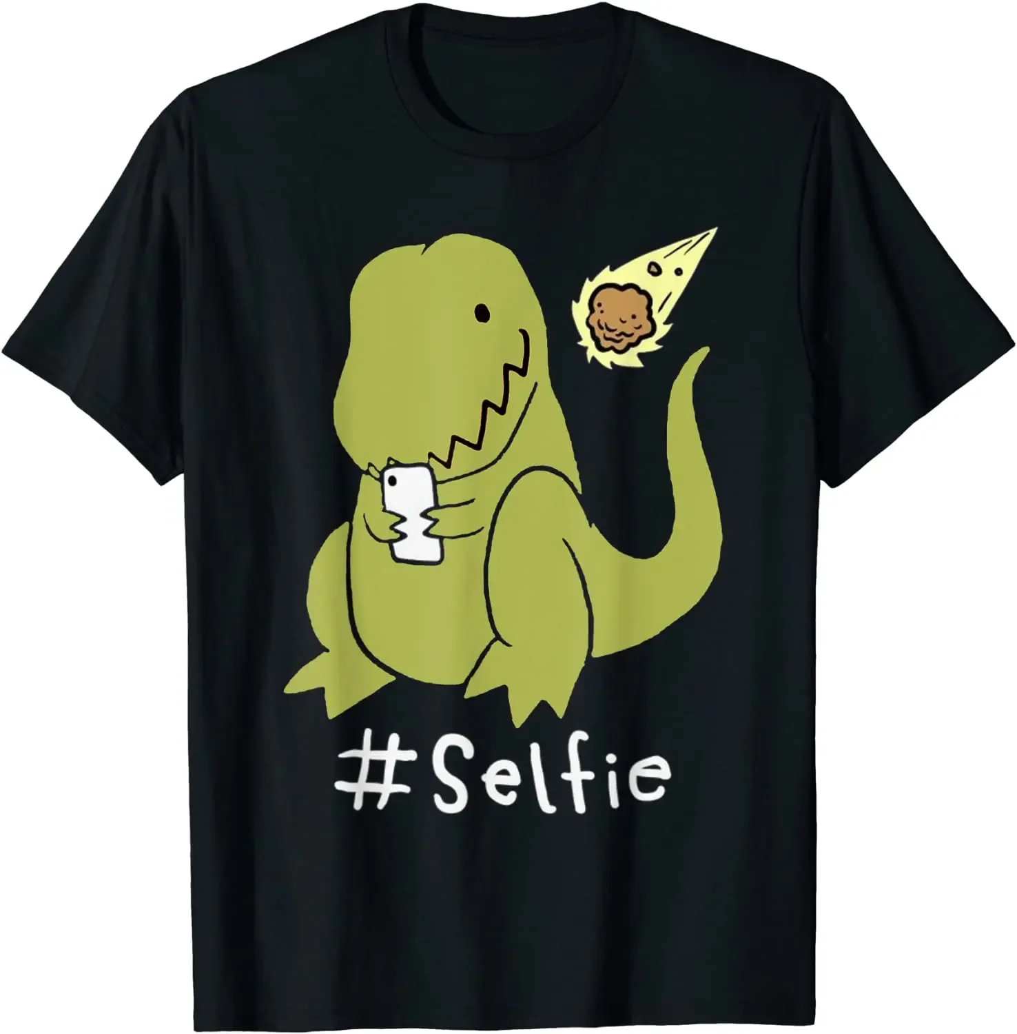 T-Rex Taking Selfie  Dino Cool Cute Humorous Funny T-Shirt Casual Tees Cotton Adult T Shirts Casual Oversized