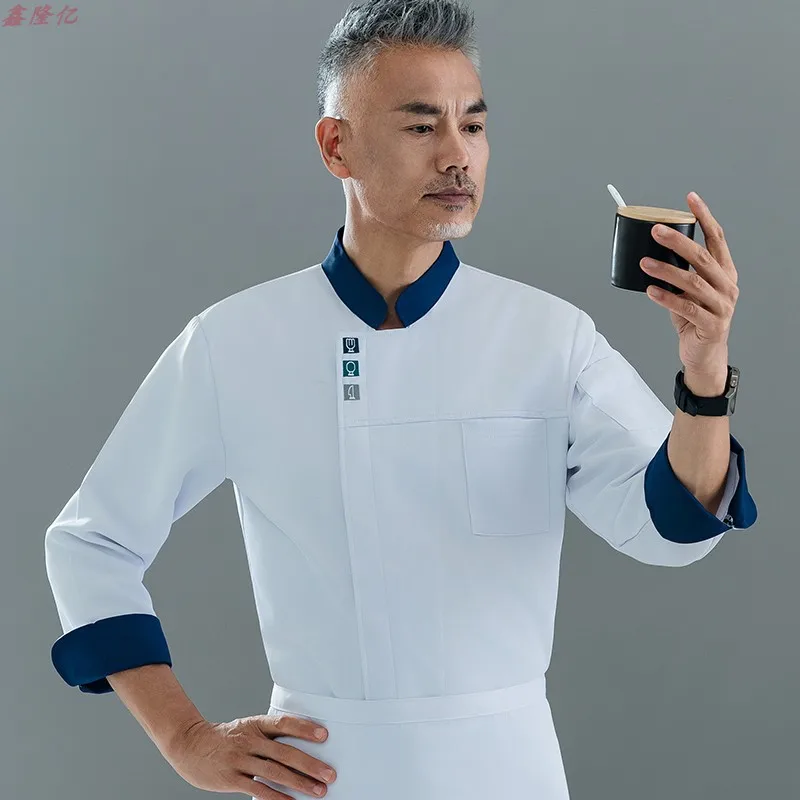 Catering Restaurant Keuken Werkuniform Westers restaurant met lange mouwen Cake Shop Ober Herfst Wit Chef-kokuniform