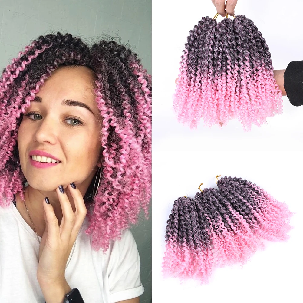 8 Inch Marlybob Crochet Hair Short Passion Twist Braid Hair Afro Kinky Curly Crochet Braids Ombre Braiding Hair Extensions