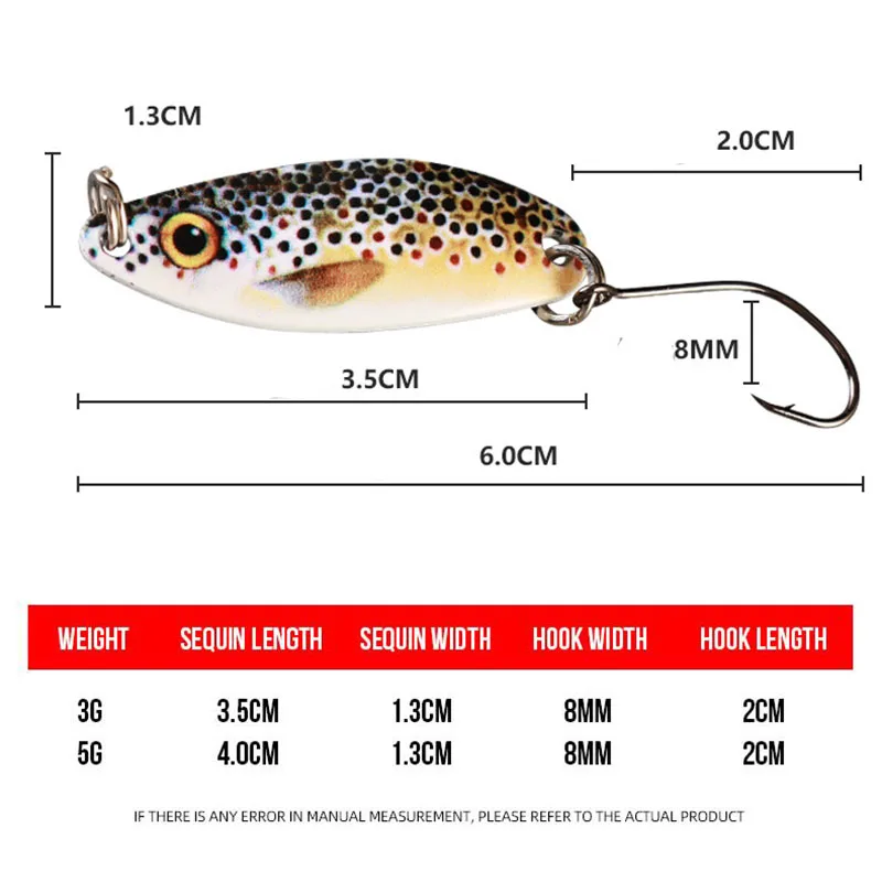 3g 5g Metal Spinner Lure casting Spoon ultralight freshwater brass metal bait trout pike bass lake spinning pesca Hard Bait Set