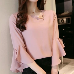 Summer New Arrival Female Half Sleeve Blouse Women Shirt Chiffon Blouses Ruffle Tops