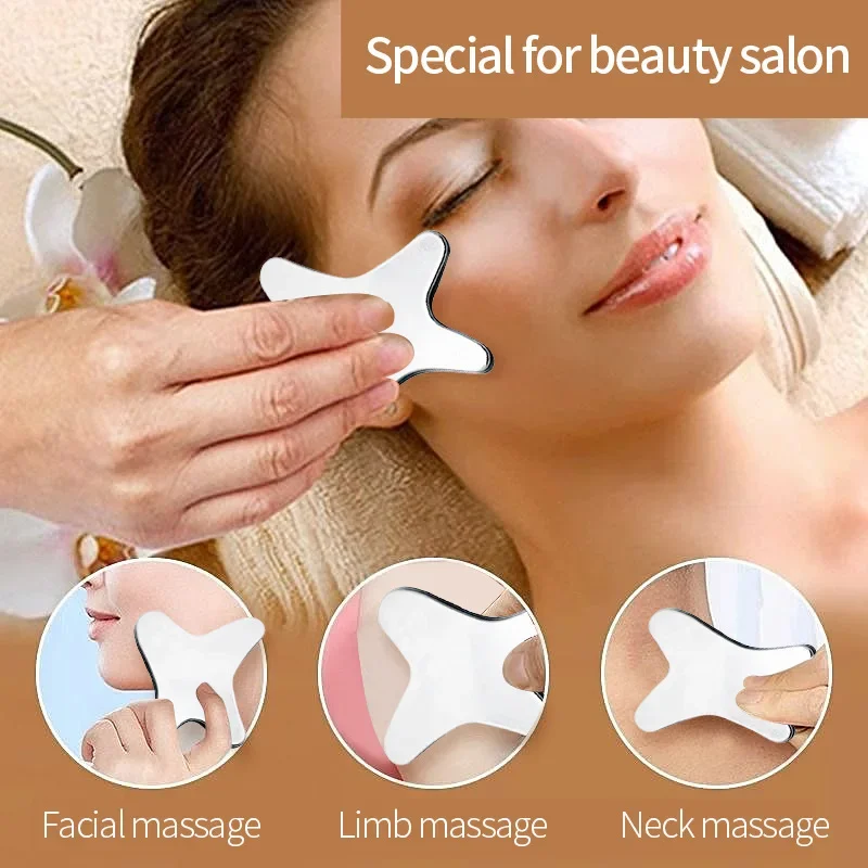 Stainless Steel Guasha Plate for Facial Full Body Lifting Massage Beauty Soothing Tool with Guasha Tablets Universal Beauty Care