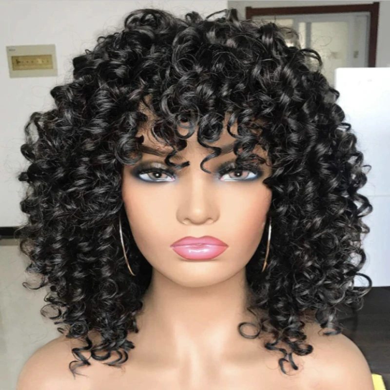Celebrity fashion for women, African small curls, golden synthetic fiber full head , afro wig
