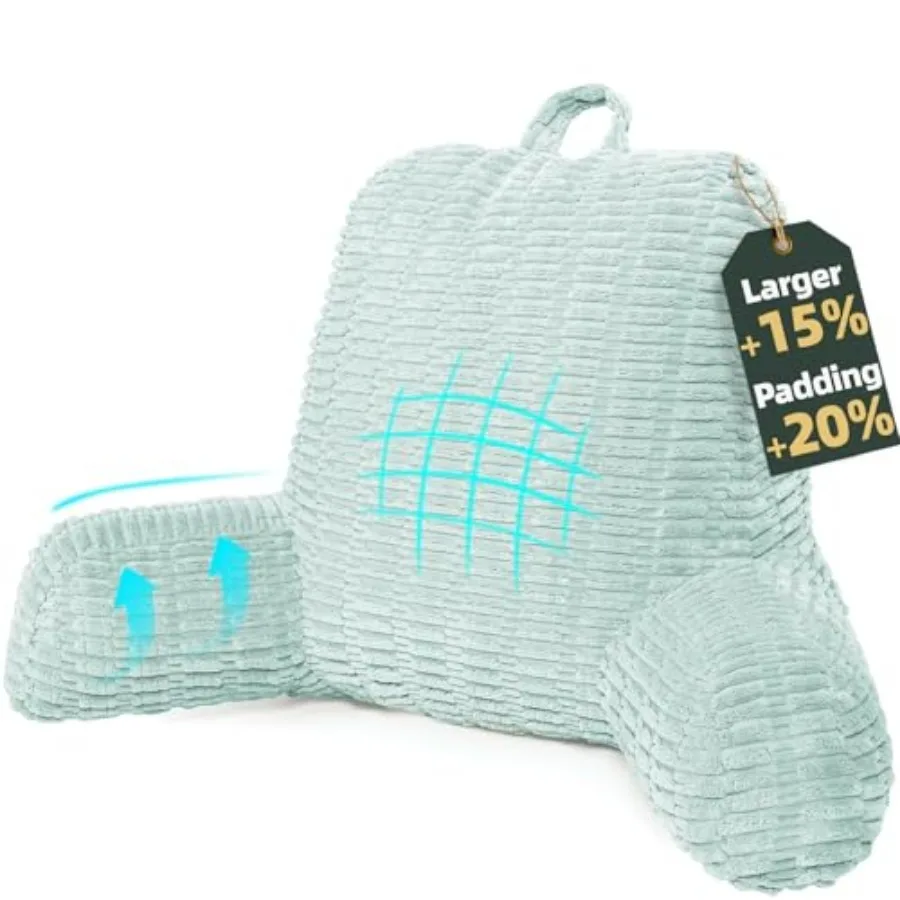 

Подушка для чтения 21 дюймов, большая, для кровати, для взрослых, с поддержкой спины из пены с эффектом памяти, с подлокотниками, для сидения в кровати.