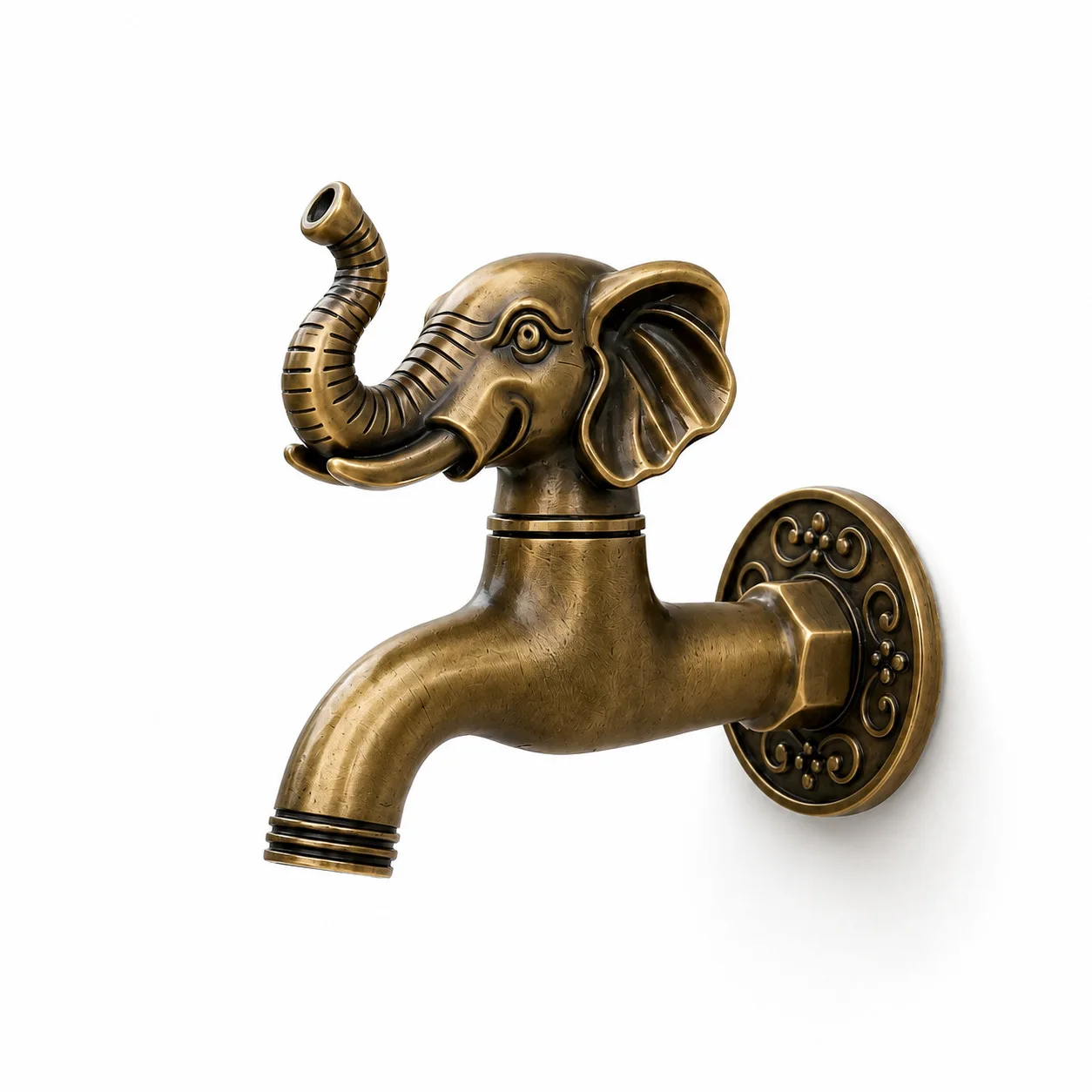 Antique Outdoor Tap Garden Faucet Wall Moutned Brass Animal Handle Single Cold Mop Tap Antique