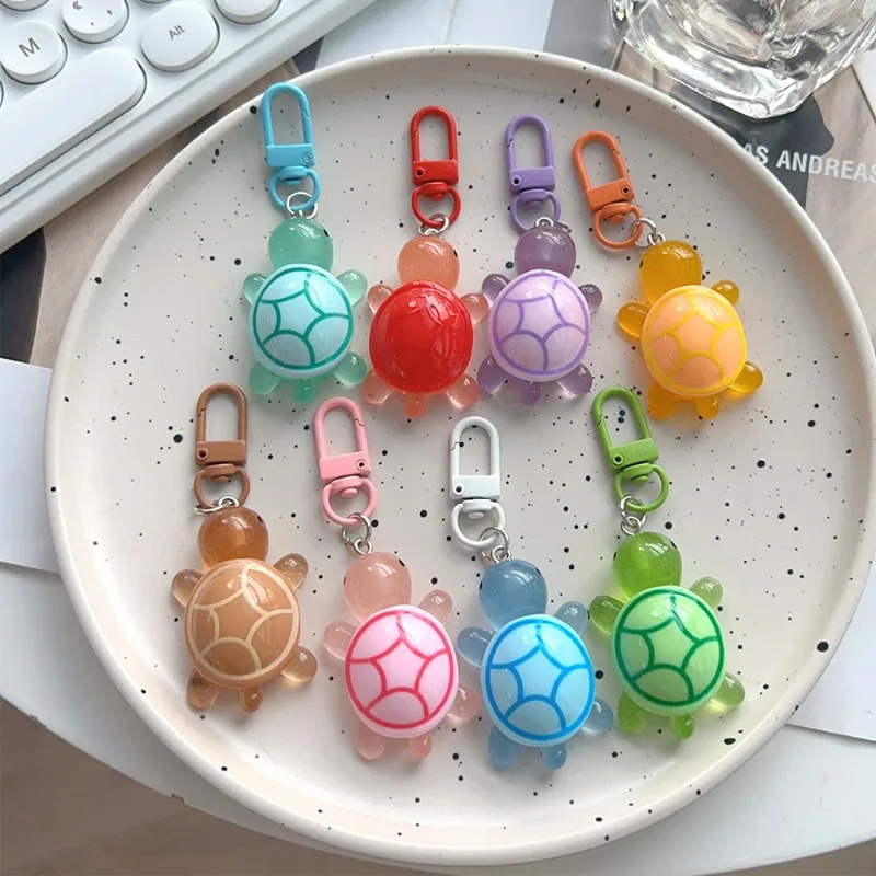 1-10pcs Animal Glow in-the-dark Color Turtle Keychain Cute Sweet Turtle Keyring Vintage Ins Bag Pendant Accessories Girlfriends
