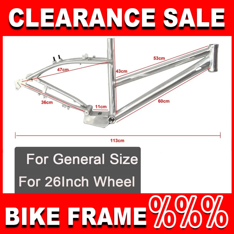 

26Inch DIY Retro Electric Bike Frame Aluminum Alloy Firm Road Bicycle Frameset Rear 135mm Opening Size Original Kids Bike Frame