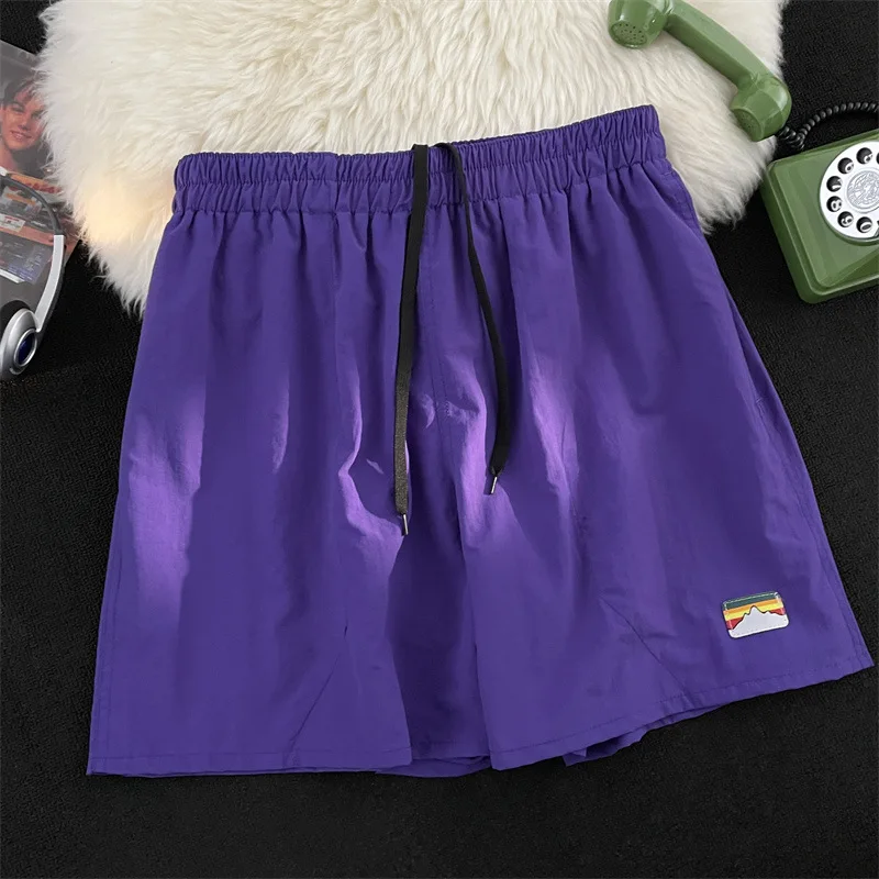 Summer Men\'s New Fashion Thin Solid Color Loose Ice Breathable Beach Pants Comfortable Vacation Sports Casual Daily Five Shorts