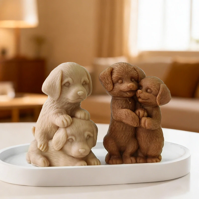 Puppy Candle Silicone Mold Handmade Gifts Golden Retriever Plaster Resin Ornaments Mould Soap Candle Making Supplies