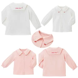 Girls' Shirts Autumn Cartoon Rabbit Embroidery blouse Long Sleeve Shirt Versatile Undercoat Japanese Style  Kids Blouses 1-7Y