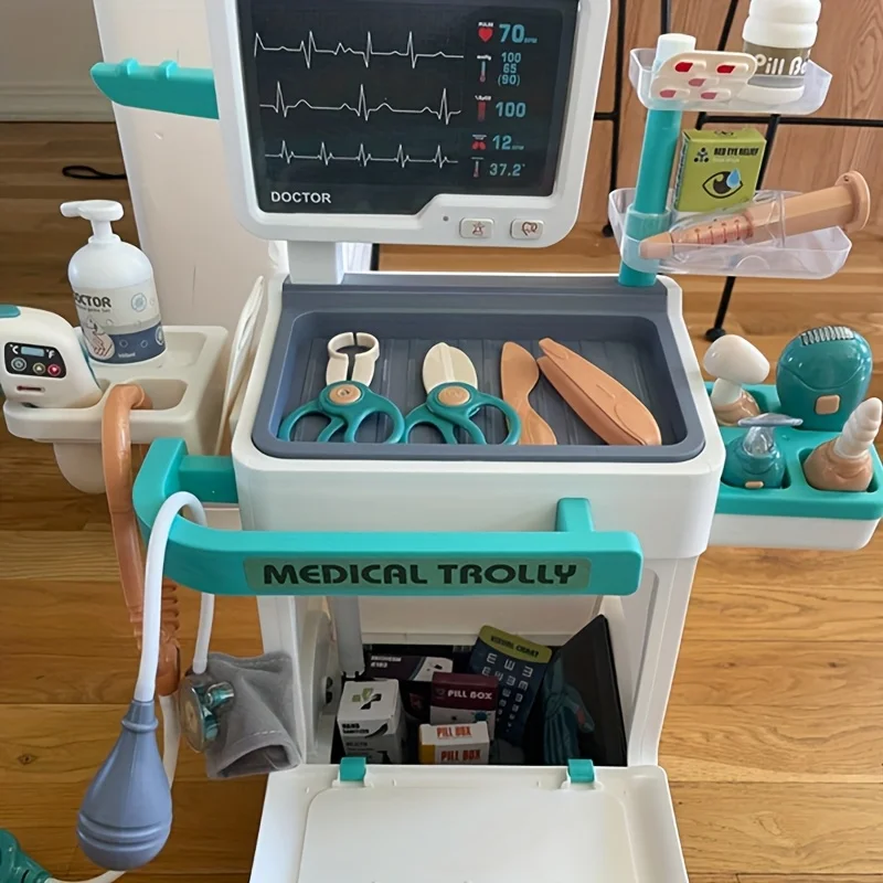 Children's Doctor Set - 26 Pretend Medical Station Toy Set With Play Stethoscope And Medical Equipment - Doctor Role Play Gift,