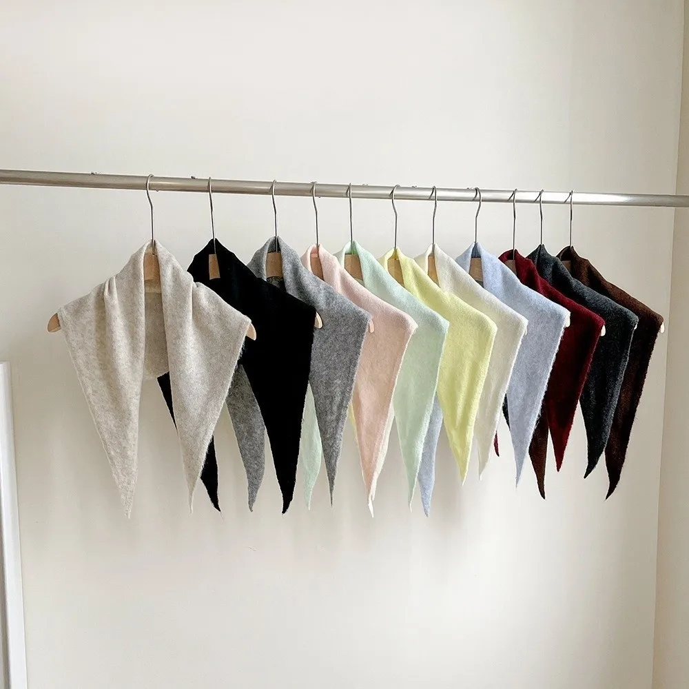 Neck Cover Solid Color Knitted Triangle Scarf Wool Striped False Collar Neck Guard Neck Wraps Cross Scarves Women