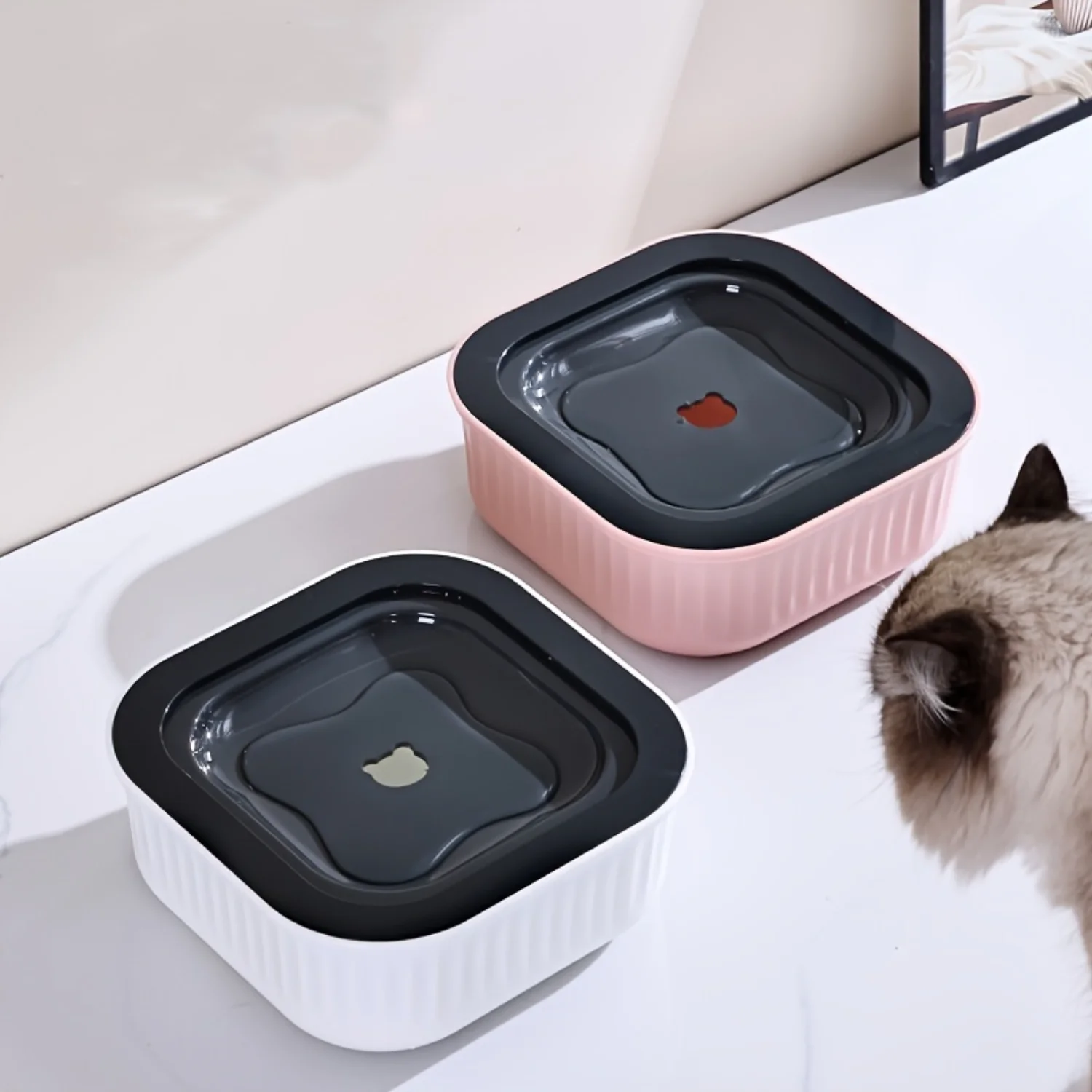 

Floating Pet Water Bowl for Cats - Non-Splash & Non-Wet Mouth Design - Portable Water Dispenser for Feline Hydration (8.9in)