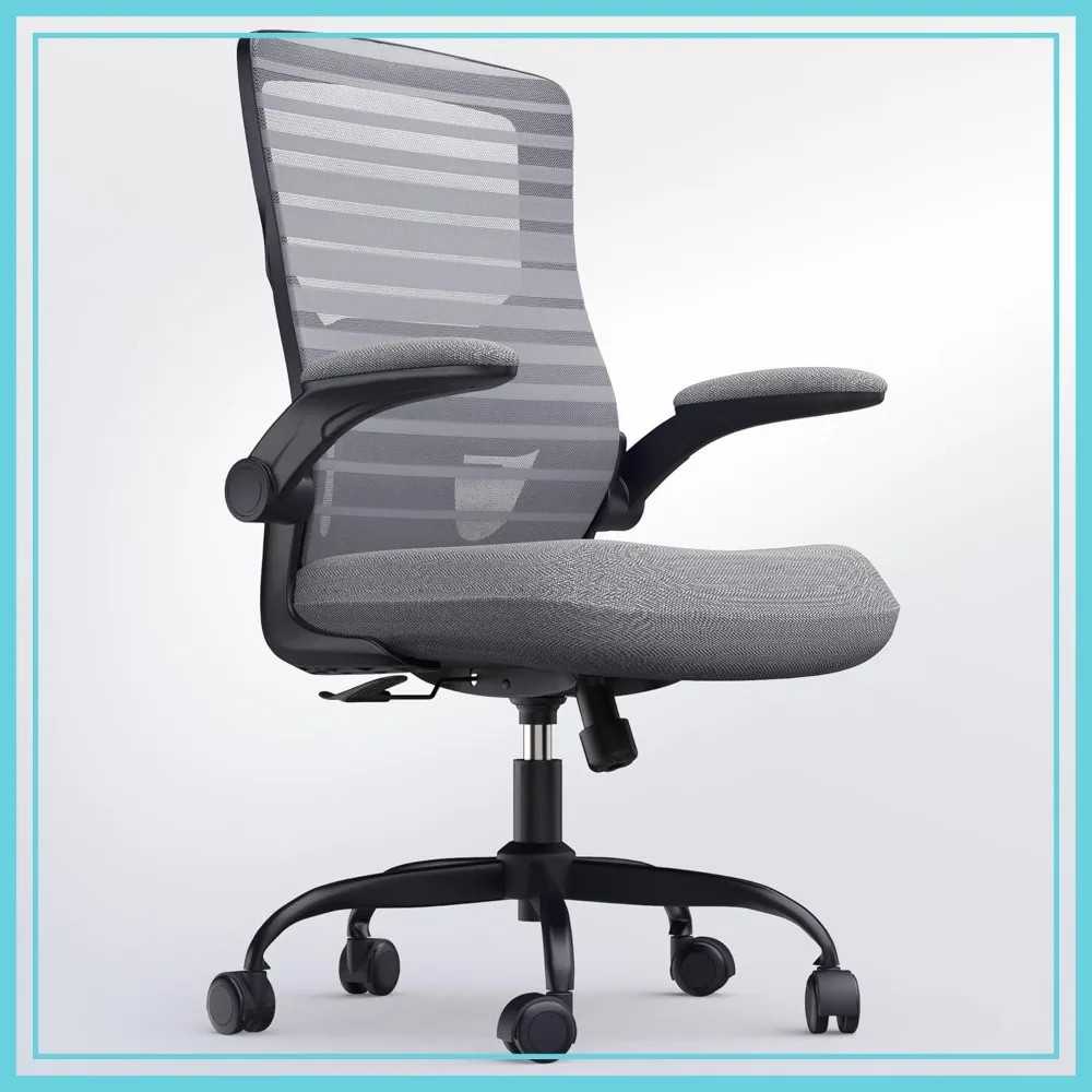 

Ergonomic Office Desk Chair for Long Hours – 4" Molded Foam Cushion, Lumbar Support, Padded Flip-up Armrests, Dark Gray
