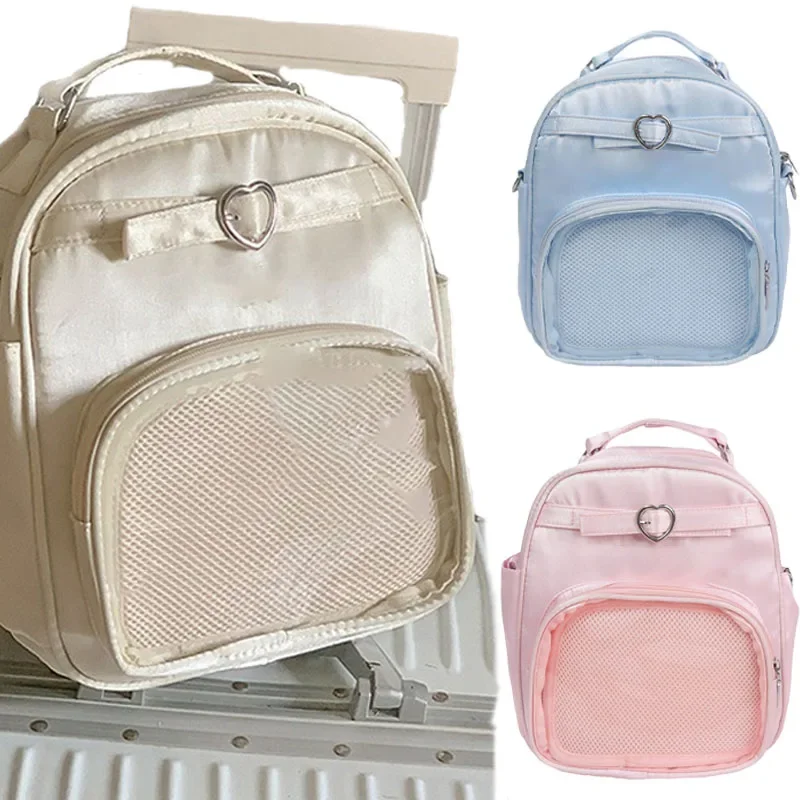 

Girl Y2K Japanese Harajuku Ita Bag Daily Commute Casual Crossbody Bag Large Capacity Casual Nylon Schoolbag Transparent Backpack