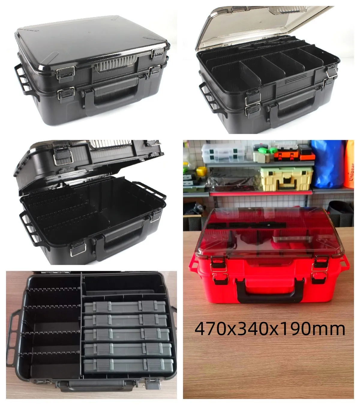 Lure Fishing Accessories Box 47*34*19 Cm Waterproof Tackle Box Portable PP Plastic