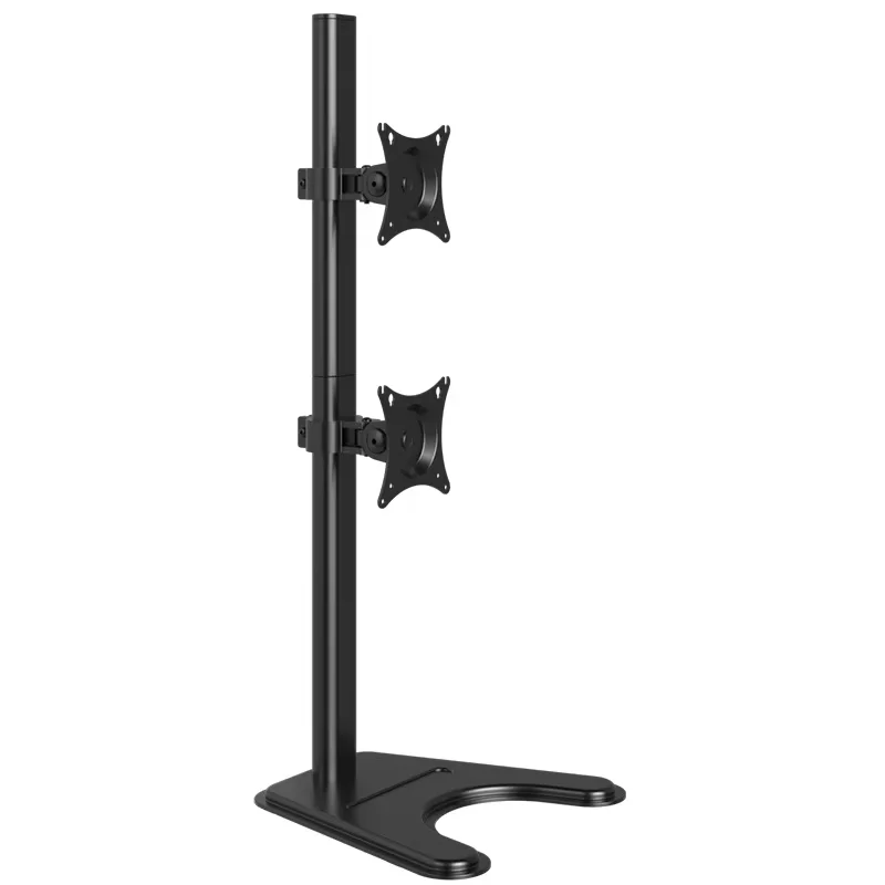 Dual Monitor Stand 17-32 Inch 10KG Load Cold Rolled Steel VESA 75/100 Vertical Free Standing Dual Screen Desktop Mount Bracket