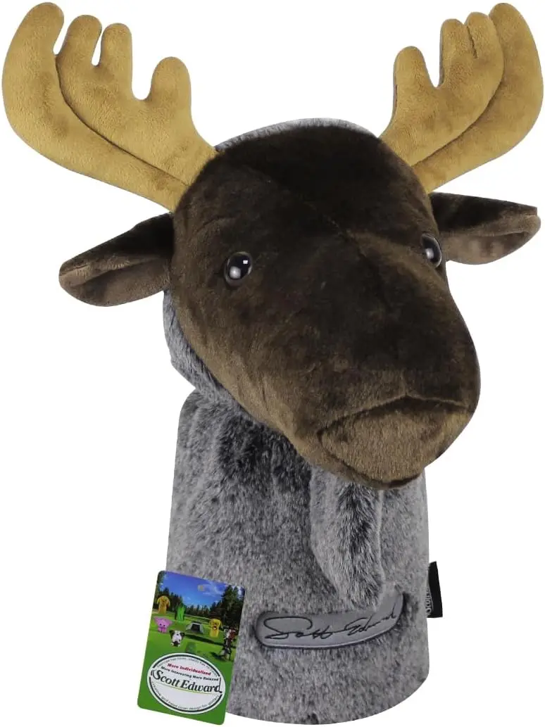 Scott Edward Animal Zoo Golf Driver Wood Covers, Fit Drivers and Fairway, Lovely Moose, Funny and Functional