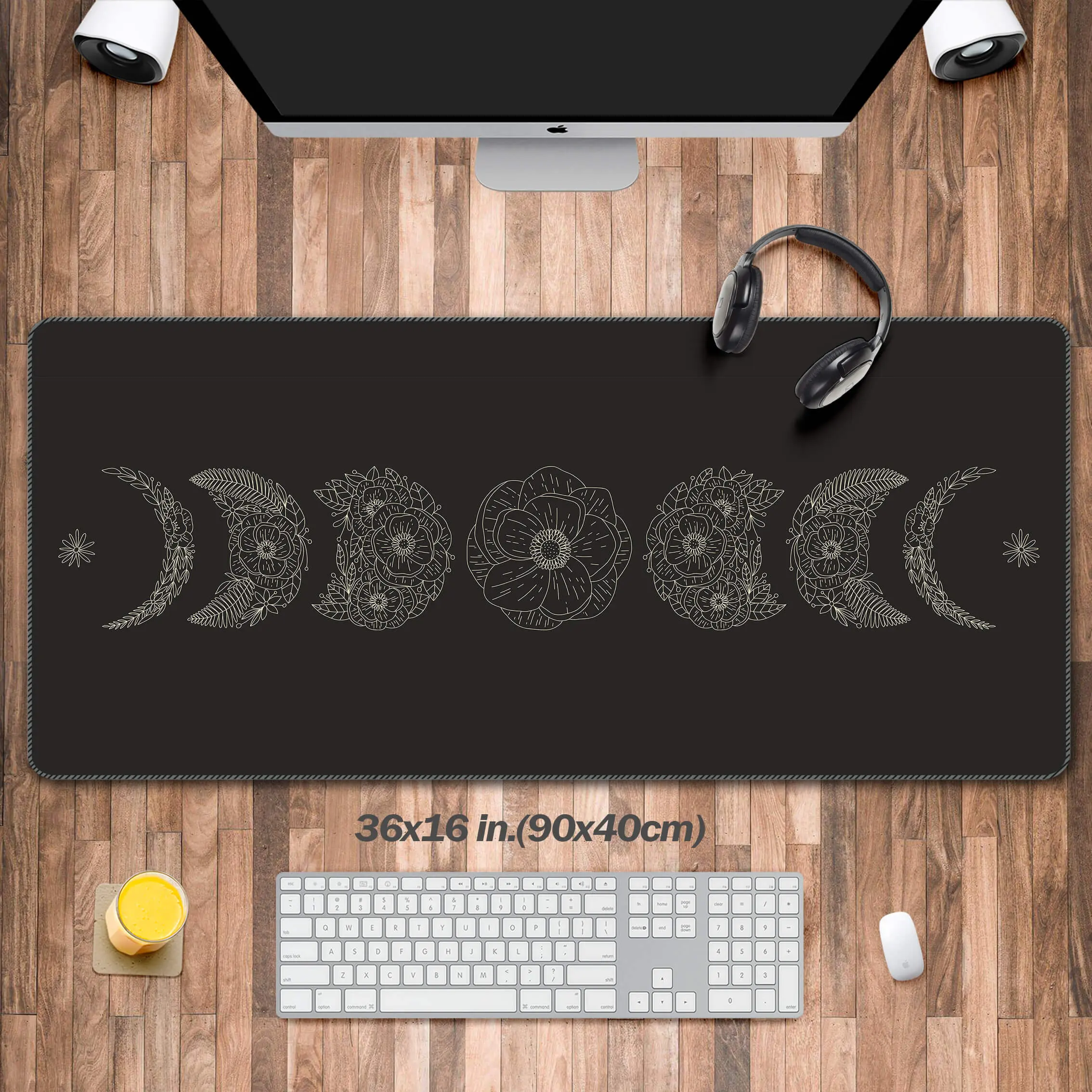 Black Mouse Pad Relief of The Moon Desk Pad,Celestial Mousepad ,Topographic Map,Keyboard Play Gaming Desk Mat,Gift for Astronome
