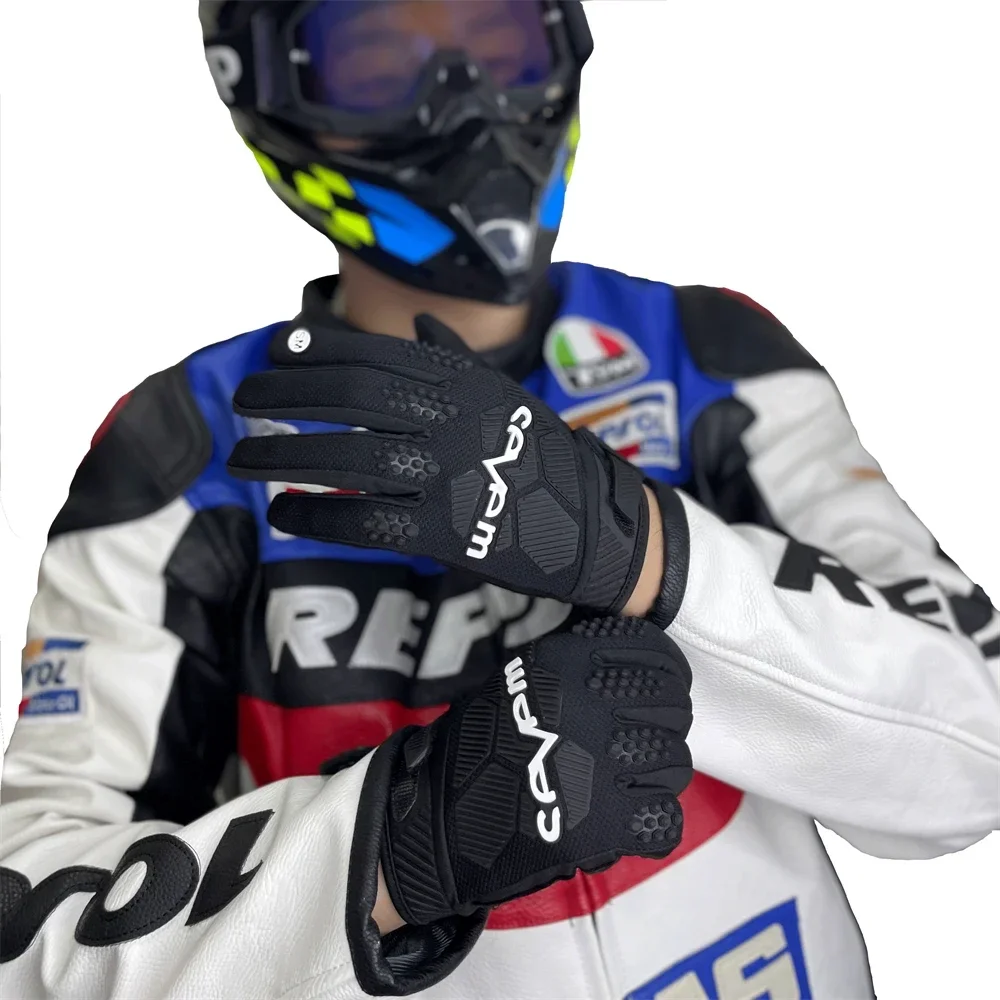 Sevem-Guantes de carreras de Motocross para hombre y mujer, manoplas transpirables de dedo completo para motocicleta, BMX, MTB