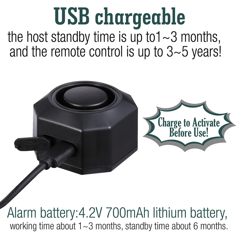 Wireless Waterproof Bike Vibration Alarm USB Charging  Remote Control Motorcycle Electric Bicycle Security Burglar Alarm