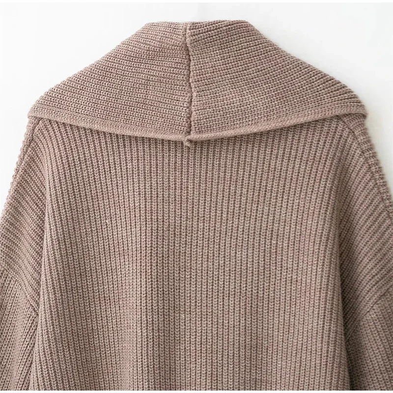 Damen-Strickjacke mit langen Ärmeln, doppelreihig geknöpft, locker geschnitten, im High-Street-Stil, lässige Oberbekleidung, Neu – Detail 9
