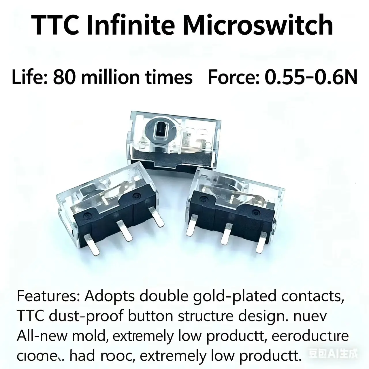 20pc-1pc For TTC  Wuji Qinglong Dustproof Mouse Microswitch Applies Razer For  Logitech G102G304G403G502 Button
