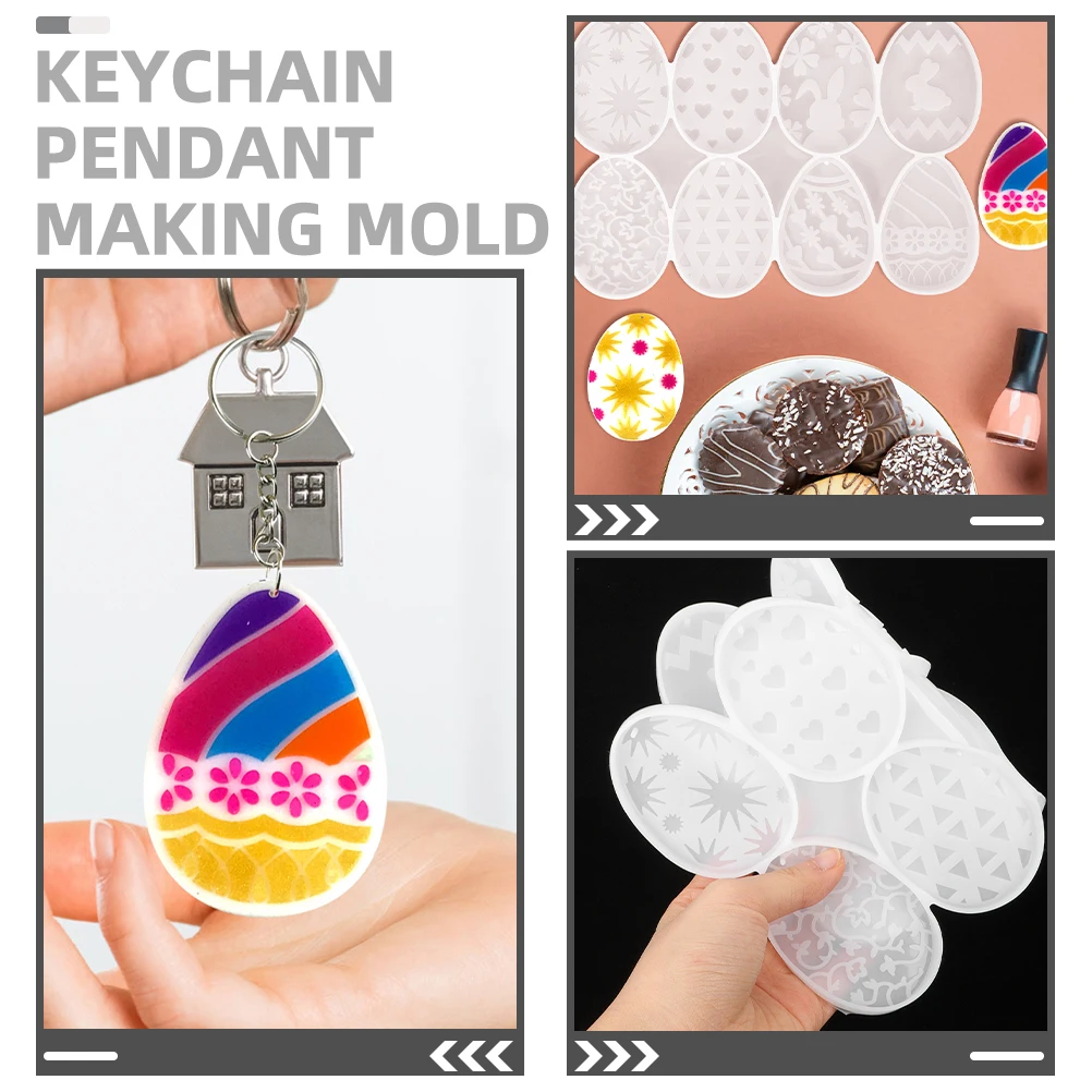 

2pcs Silicone Keychain Easter Rabbit Egg Decor Pendant Making Tools Jewelry Accessories Unique Keychain Mold Easter Key Ring
