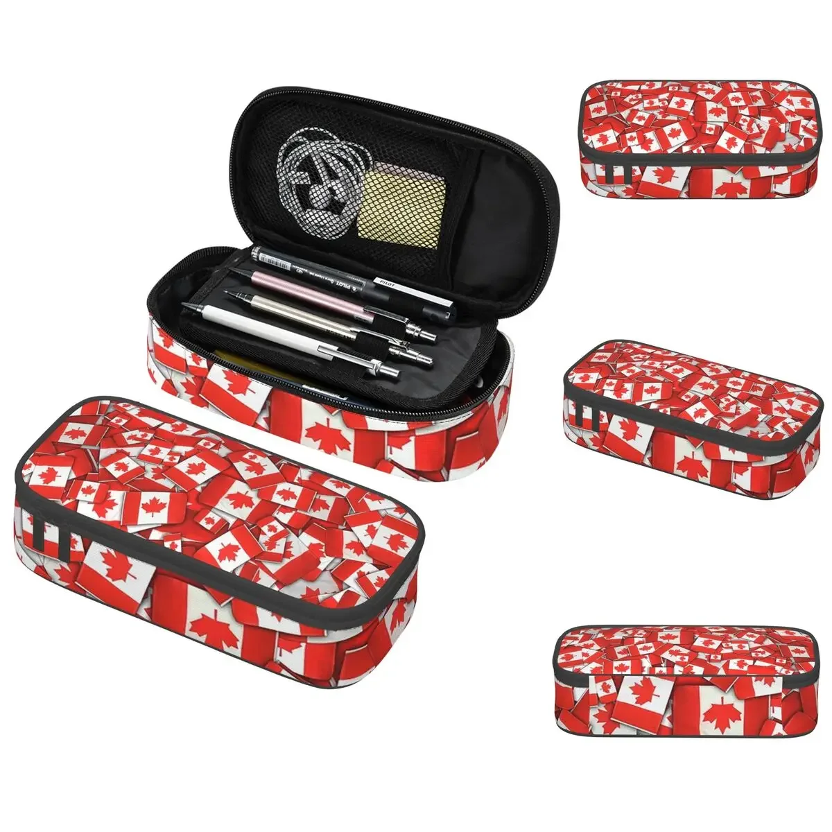 Canada Flag Pattern Pencil Case for Students Gifts Pen Box Pencil Bag Stationery Supplies Pen Holder Bag