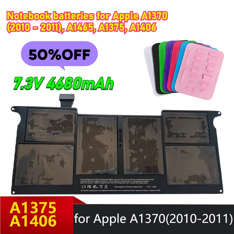 

New 7.3V 4680mAh Laptop Battery Suitable for Apple A1370 (2010 - 2011) A1465 A1375 A1406