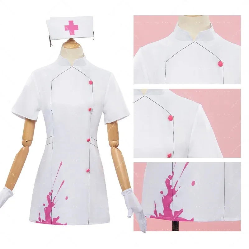

Anime game Virtual idol singer Mikuu Cosplay Costume Rabbit Hole Ainme White Nurse Dress Halloween Party Outfits W4;v'5,f;6.j;8'