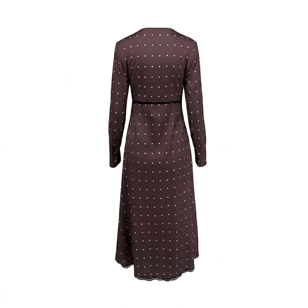 Talenza Frauen Polka Dot Kleid Mode Satin Druck Kontrast V-ausschnitt Hohe Taille Neue Kleid Sommer Elegante Weibliche Party Kleid 2026 – Detail 6