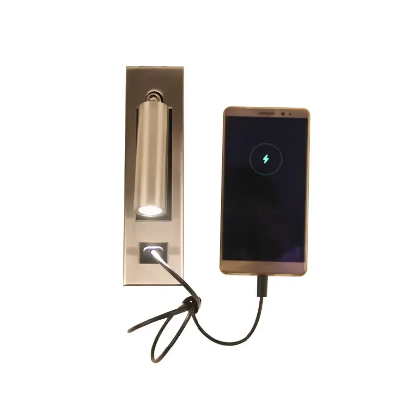 Customized Best Headboard Usb Rechargeable 12v Led Reading Light with Adjustable Head Brushed Nickel Finish for Hotel Bedroom