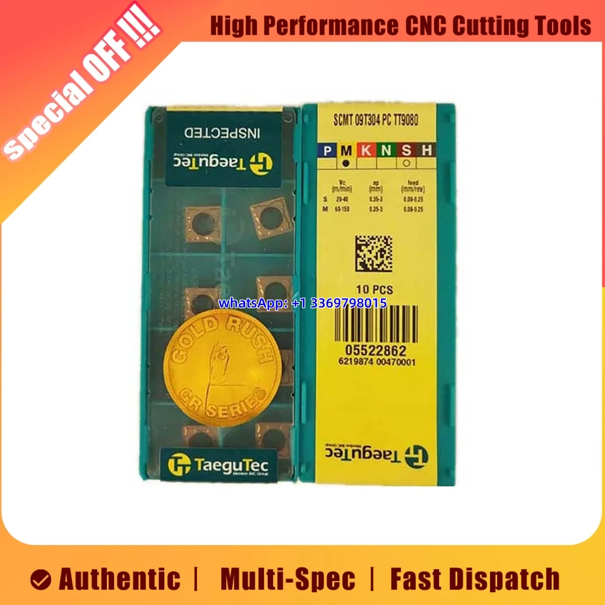 

Оригинальная токарная вставка TaeguTec SCMT TT9080 SCMT09T304-PC TT9080