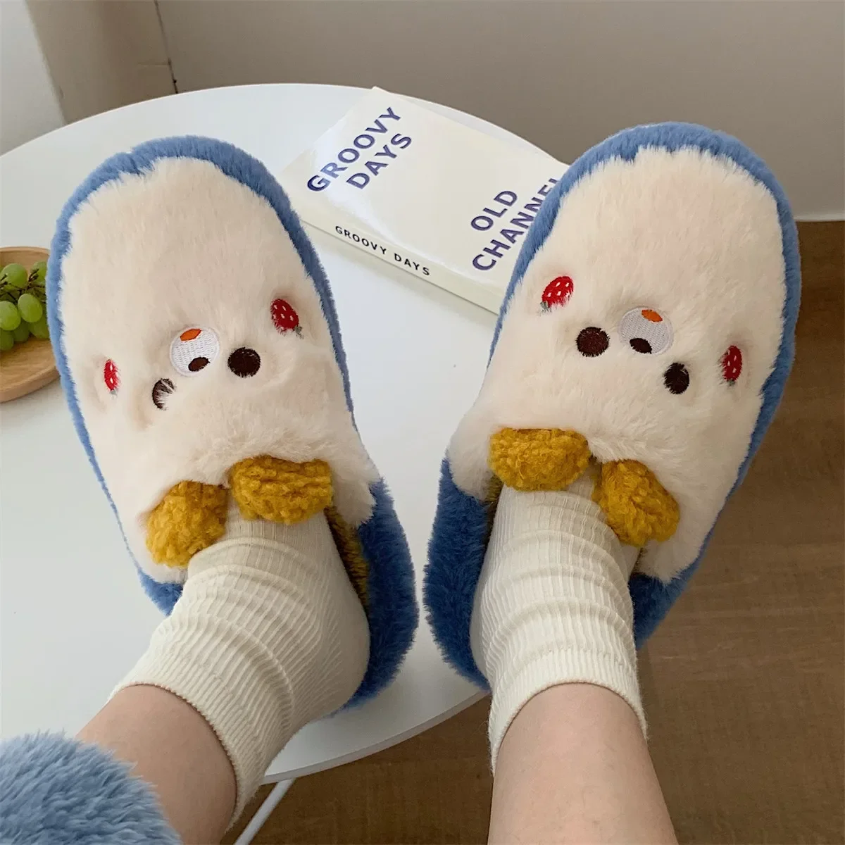 

Plush Cotton Shoes 2024 Winter Cute Cartoon Home Slippers New Indoor Thermal Bag Head Cotton Shoes Women