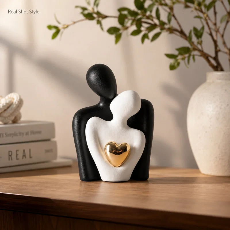 Hugging Couple Statue Ceramic Lover Figurine Home Decor Is A Romantic Gift for Her on Wedding Anniversary and Valentines
