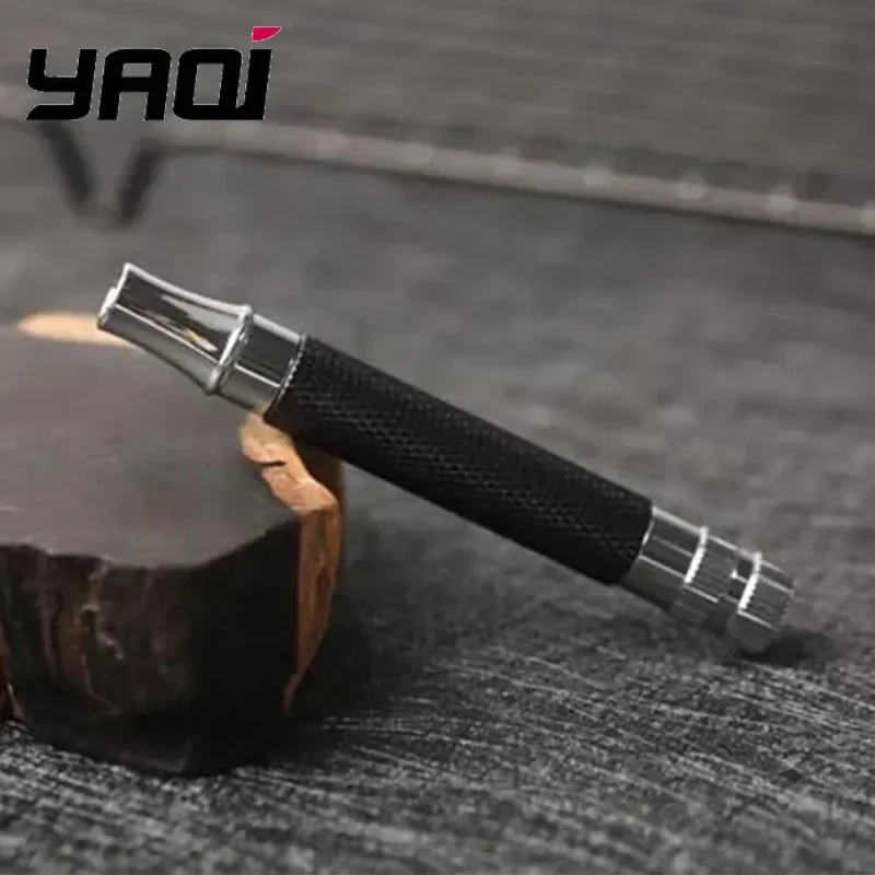 

Yaqi Мужская черная хромированная латунная безопасная бритва с ручкой Классический ретро инструмент для бритья для мужчин