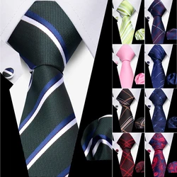 Business Tie For Men Set Necktie Cufflink Classic Handkerchief Suit For Wedding High Quality Stripe Tie Set Formal Gravata Gift