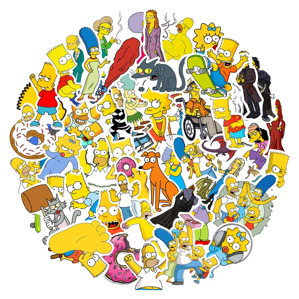 10/25/50PCS The Simpsons Cartoon Stickers Graffiti DIY Skateboard Laptop Luggage Motorcycle Bike PVC Waterproof Sticker Decals