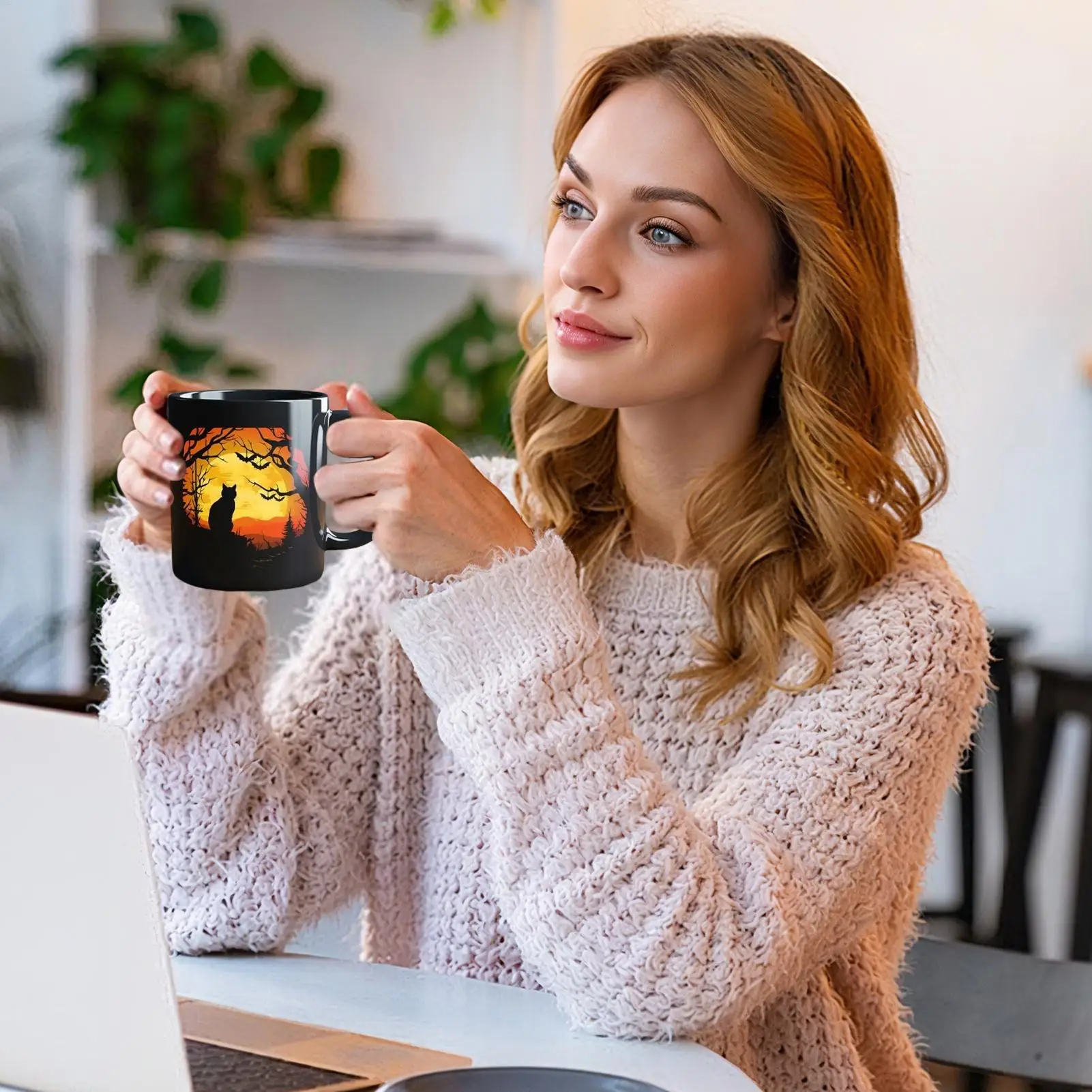 القط القهوة القدح السيراميك هالوين مضحك غامض فنجان القهوة كوب احتفالي القدح للأطفال البالغين العمل الرجال الأصدقاء البيرة الحليب النساء