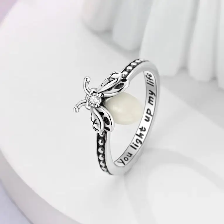Women's 925 Silver Luminous Firefly Ring, Classic Design