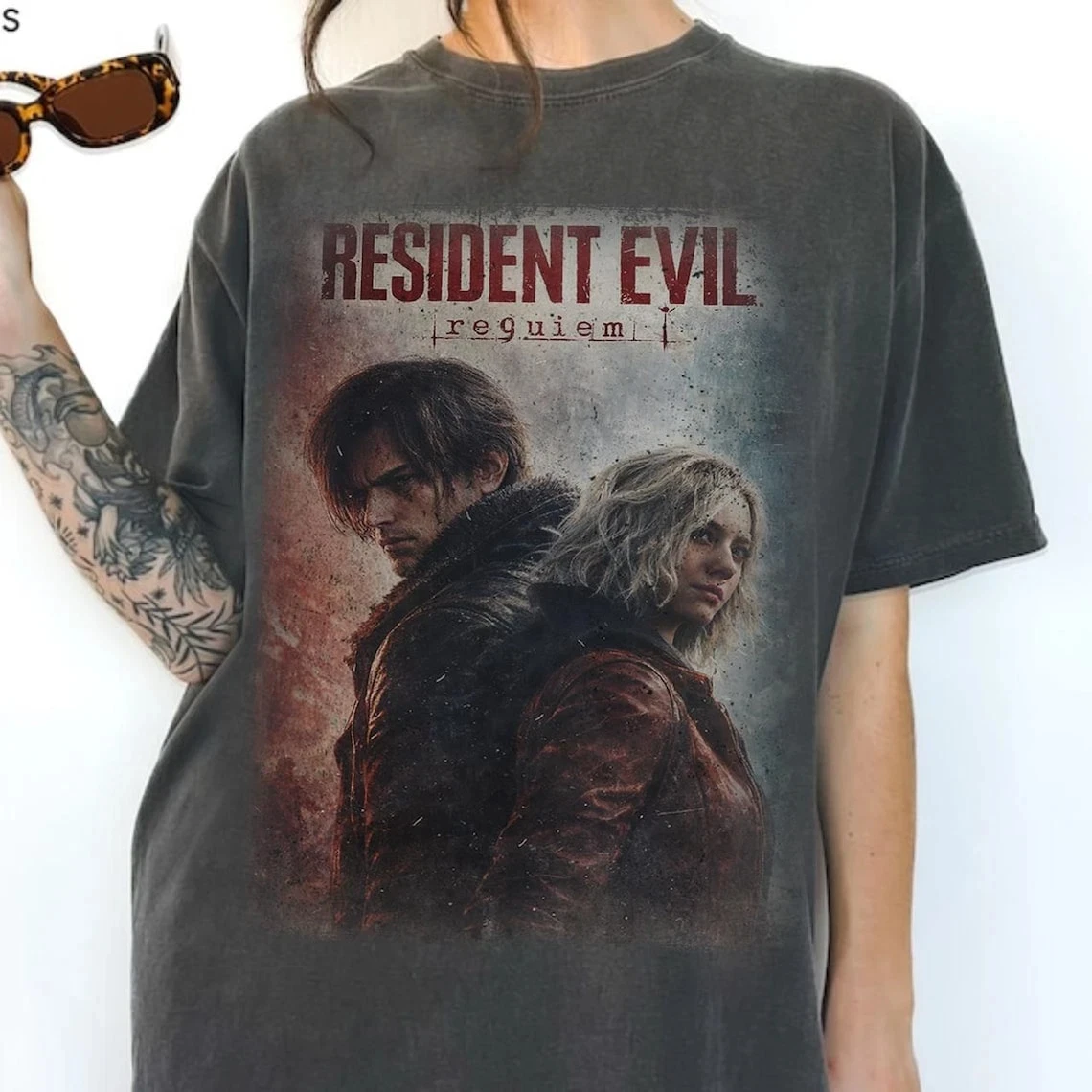 Vintage Resident Evil Requiem 2026 T-Shirt Umbrella Corporation Gamer Tee Short Sleeve T-shirts for Summer Unisex All-Season