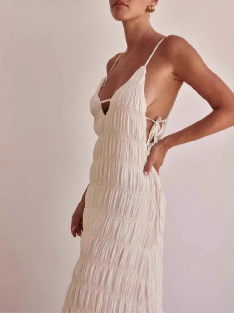 Vestidos de playa sexis para mujer, traje de baño de verano 2021, Bikini bohemio para cubrir, Kimono sin mangas, vestido con cuello en V, vestido Maxi para cubrir