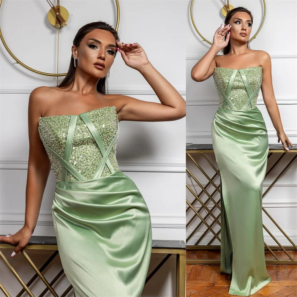 

Customized Saudi Arabia Dearin Strapless Column Floor Length Skirts Sleeveless Bespoke Occasion Dresses Evening Dress Formal Pro