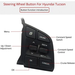 Botón de música del volante para Hyundai Tucson 2016, 2017, 2018, Bluetooth, izquierdo 96710, D35004X, interruptor de Control remoto de crucero derecho