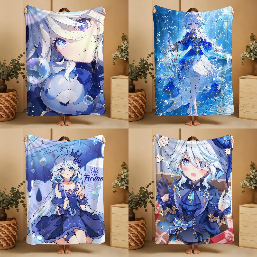 Genshin Impact Furina Blanket Throw Super Cosy Plush Living Room Sofa Couch Childish Birthday Gifts